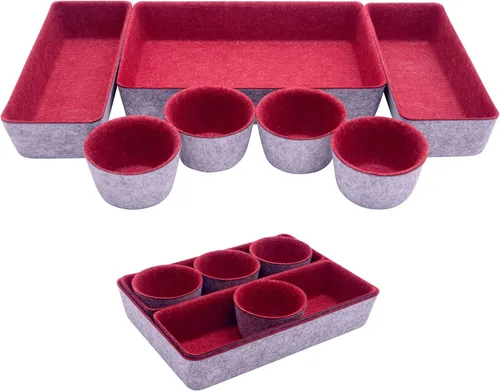 Vista 8 de Teeo - Organizadores divisores de cajones - Bandejas de maquillaje para tocador - Organizador de cajones - Organizador de cajones de oficina
