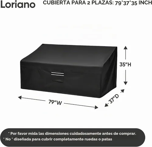 Vista 2 de Loriano Fundas de sofá de patio de 3 plazas, 100% impermeables, ajuste perfecto para fundas de sofá al aire libre, tela Oxford, muebles de patio
