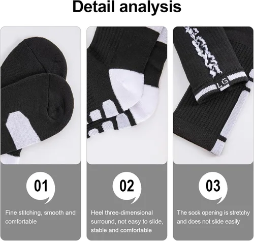 Vista 3 de DBXIIART 5 pares de calcetines deportivos para hombre, gruesos, protectores, deportivos, acolchados, baloncesto, fútbol, al aire libre, correr