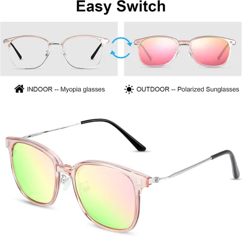 Vista 3 de Gafas de sol polarizadas magnéticas con marco de plástico para conducción nocturna compatibles con lentes de miopía lentes de sol 2