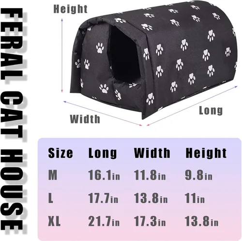 Vista 2 de Casa de invierno para gatos para exteriores, resistente a la intemperie, impermeable, impermeable, plegable, relleno de algodón grueso, refugio
