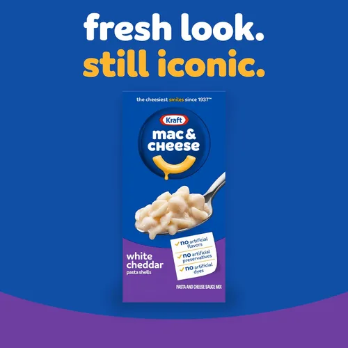 Vista 4 de Kraft Cena de macarrones y queso cheddar blanco con cáscaras de pasta (caja de 7.3 onzas)