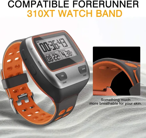 Vista 8 de ANCOOL Correa de reloj compatible con Garmin Forerunner 310XT, correa de reloj de silicona suave de repuesto para reloj inteligente Forerunner Gris