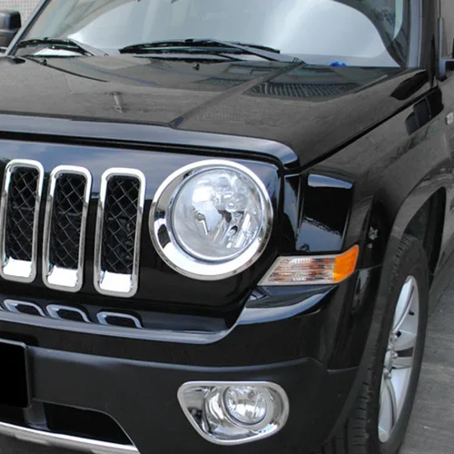Vista 5 de Jimen Compatible con Jeep Patriot 2011-2016, biseles para faros delanteros (cromado)