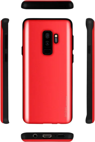 Vista 3 de GOOSPERY Sky Slide - Funda protectora para Samsung Galaxy S9 Plus (2018), doble capa [TPU + PC] con función de cartera, cubierta trasera para Rojo