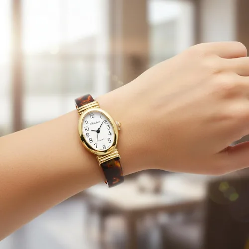 Vista 4 de Blekon Collections - Reloj de pulsera para mujer, redondo, ovalado, rectángulo, con forma de caja acrílica, diseño de concha de tortuga
