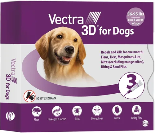 Vista 6 de Vectra 3D Flea and Tick Prevention for Large Dogs 56–95 lbs, 6‑Month