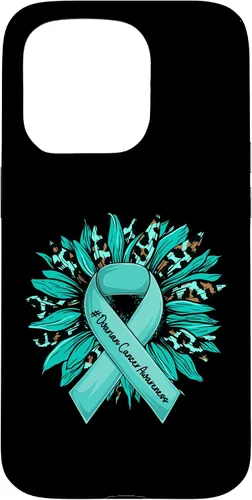 Vista 14 de Leopard Sunflower Teal Ribbon Ovarian Cancer Awareness Case for iPhone 16