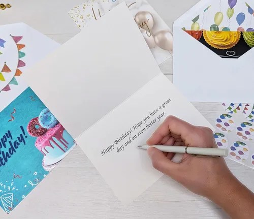 Vista 6 de 100 tarjetas de cumpleaños a granel con sobres, grandes 5 x 7, mensajes