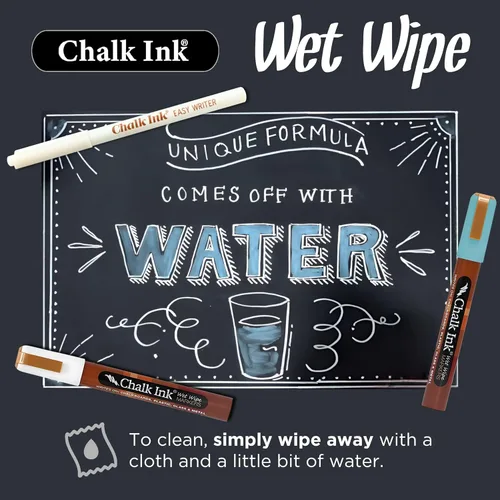 Vista 4 de Chalk Ink Easy Writer - Marcadores de tiza de punta fina blanca