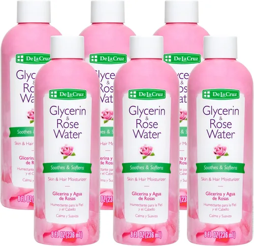 Vista 19 de De La Cruz Agua de rosas y glicerina para rostro - Tónico facial de agua de rosas e hidratante para piel y cabello, 8 fl oz (8.0 fl oz) - 3 botellas