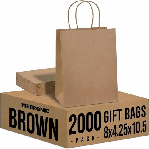 Vista 10 de METRONIC Bolsas de regalo de papel marrón de 5.25 x 3.75 x 8 pulgadas