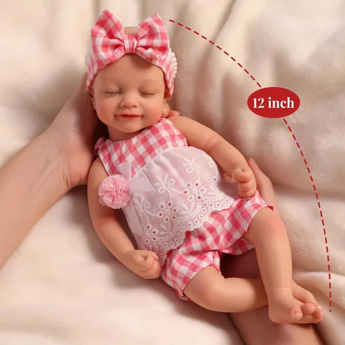 Vista 8 de BABESIDE Muñeca bebé de silicona – Muñecas de bebé Reborn durmiendo de 12 pulgadas, cuerpo completo de silicona, anatómicamente correcta, muñeca