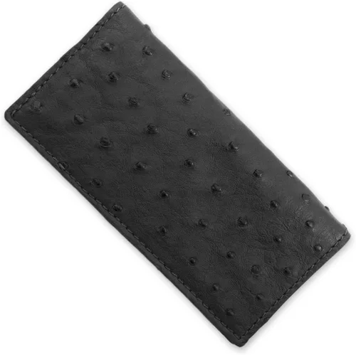 Vista 2 de Funda para chequera de piel de avestruz genuina