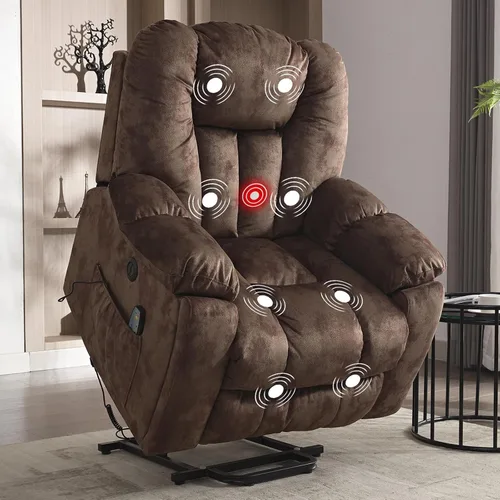 Vista 12 de CANMOV Silla reclinable eléctrica con masaje y calor para adultos mayores, reclinables anchos y tapizados, mecanismo de movimiento reclinable