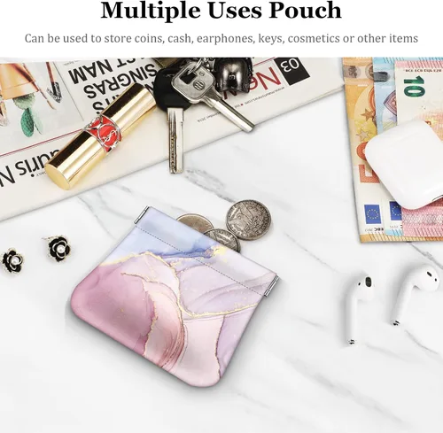 Vista 3 de Fintie - Monedero de piel sintética para monedas para mujeres y niñas, Rosa de mármol, Moda