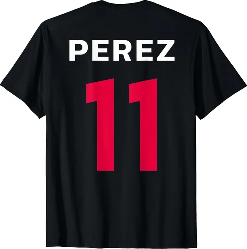 Vista 2 de Camiseta Checo Formula Racing Driver 11 Fan Team Hecho En México, Negro