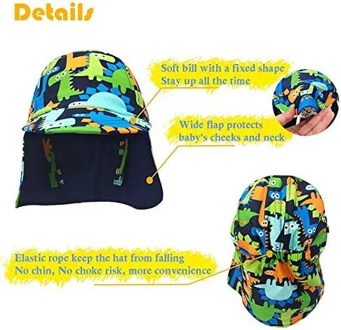 Vista 5 de Gifts Treat Sombrero de legionario para niños, protección solar UPF 50+, gorro de natación con solapa para niños, de secado rápido, con protección