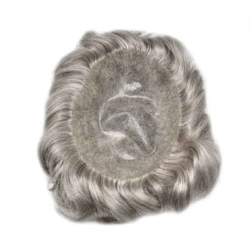 Vista 161 de Toupee para hombre 100% cabello humano real tupé para hombres 0.004 in piel de poliuretano para hombre, sistema de reemplazo de piezas de pelo