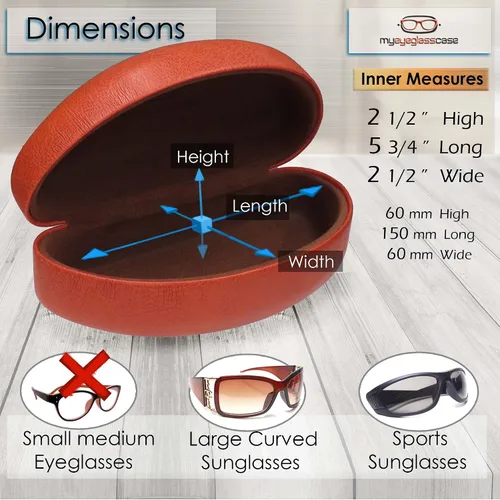 Vista 5 de MyEyeglassCase Estuche grande curvo para gafas de sol - Funda rígida XL para gafas de mujer con bolsa y paño