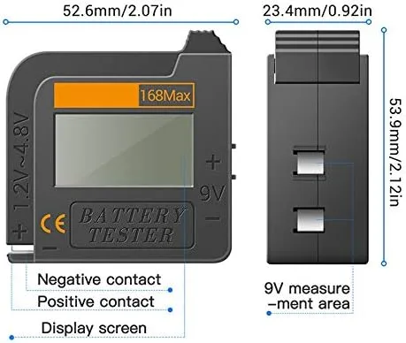 Vista 3 de Nuevo probador de batería de pila de botón Instrumento de medición de batería para baterías AA/AAA/9V/1.5V/C/D regular/recargables