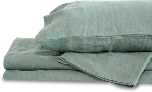 Vista 9 de Delilah Home Juego de sábanas de cáñamo orgánico, juego de sábanas duraderas de 3 piezas con 6.35 oz/m², ajustadas, planas y una funda de almohada