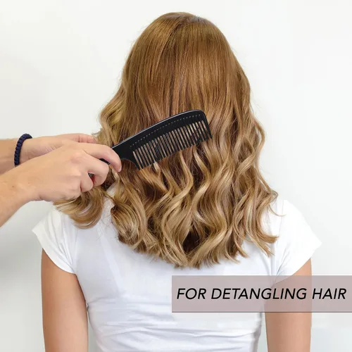 Vista 3 de Allegro Comb 1004 Peines desenredantes de dientes anchos para mujeres, estilistas, peine de pelo rizado para hombre, 2 piezas (negro)
