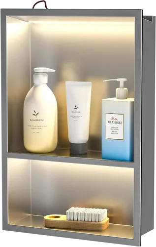 Vista 9 de Acero inoxidable cepillado 36" X 12" Niche de ducha Led Ningún