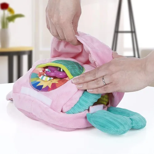 Vista 4 de Playskool Fold 'n Go Elefante de peluche para bebés de 3 meses en adelante, color rosa (exclusivo de Amazon)