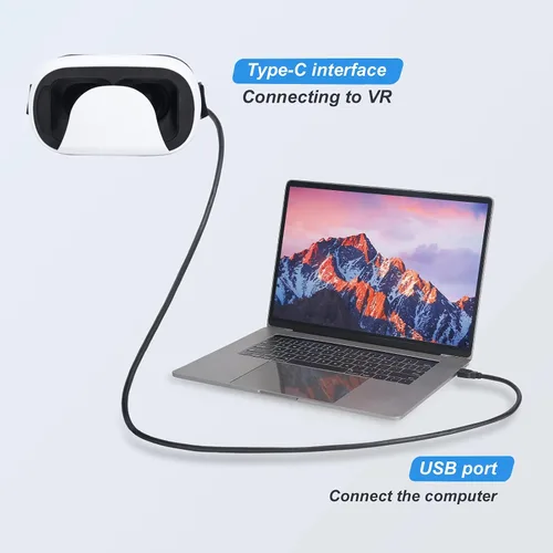 Vista 5 de VR Link Cable 15ftCompatible for Qculus Quest 2Fast Charging PC Data Transfer Cable for VR Headset and Gaming PC