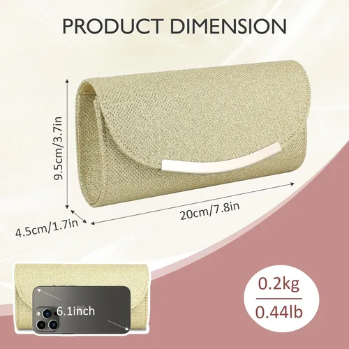 Vista 2 de Bolsos de mano para mujer, lentejuelas brillantes, sobre con purpurina, bolsa de noche, formal, boda, fiesta, bolso de mano