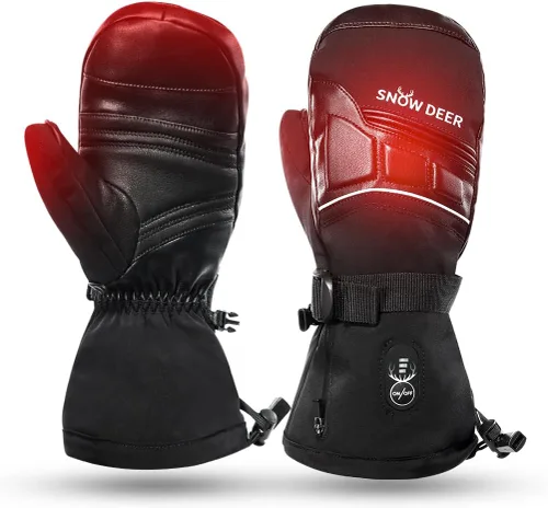 Vista 9 de SNOW DEER Manoplas térmicas para hombres y mujeres, guantes de esquí impermeables con pantalla táctil, batería de 7.4V 3000mAh, guantes eléctricos