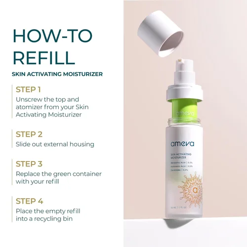Vista 4 de Recambio hidratante activador de piel: 100% vegetal, vegano, fórmula antienvejecimiento, para pieles sensibles, aumenta el colágeno, ácido