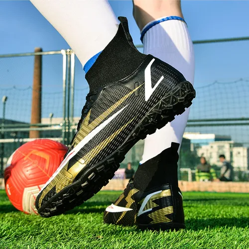 Vista 6 de Zquaus Botas de fútbol para hombre, zapatos de fútbol, zapatos de punta, zapatillas de deporte cómodas para adultos, atlético, al aire