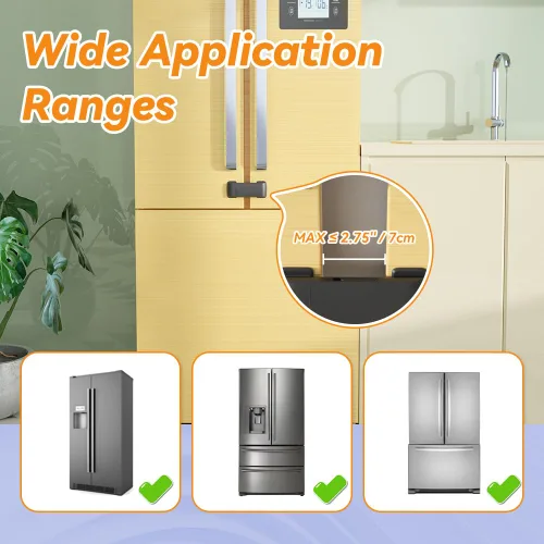 Vista 4 de SAFELON Cerradura francesa de seguridad para puerta de nevera para bebé, cerradura de refrigerador doble a prueba de niños, cerradura de armario