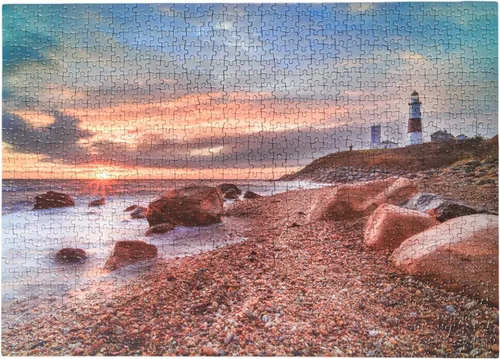 Vista 2 de Montauk - Rompecabezas de 1000 piezas para adultos, parques nacionales escénicos, paisaje oceánico, playa, un juego educativo y divertido