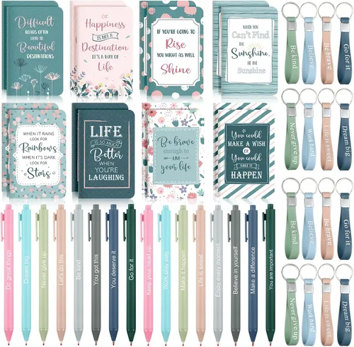 Vista 9 de PerKoop Juego de 48 piezas de regalos inspiradores, blocs de notas bíblicos de Jesús de 3 x 5 pulgadas, bolígrafos, llaveros a granel, mini