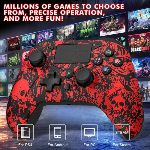 Vista 7 de Custom Wireless for PS4 Controller Compatible with Playstation 4PS4 SlimPS4 ProPCiOSAndroid with Turbo6-Axis Motion Sensor1000mAh Battery3.5mm