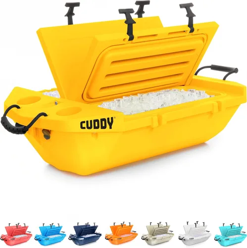 Vista 13 de CUDDY - Enfriador flotante y recipiente de almacenamiento en seco para tierra y agua, 40 cuartos de galón, ideal para río, playa, kayak, piscina