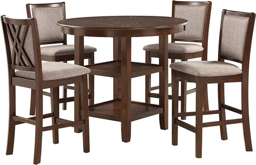 Vista 4 de New Classic Furniture Amy - Juego de mesa de comedor de 5 piezas, color marrón cereza