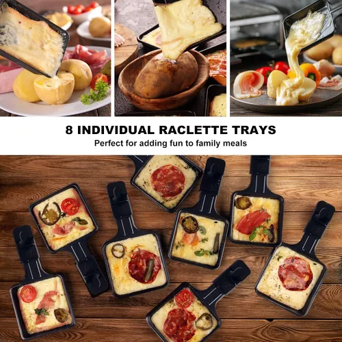 Vista 3 de CUSIMAX Raclette Grill Parrilla coreana de barbacoa, parrilla de mesa portátil con placa antiadherente, control de temperatura ajustable, parrilla
