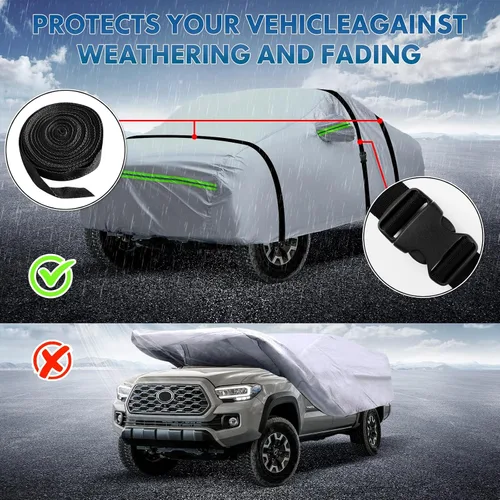Vista 6 de La funda completa para automóvil de 6 capas es impermeable para todo tipo de clima, universal en todas las estaciones, prevención de nieve