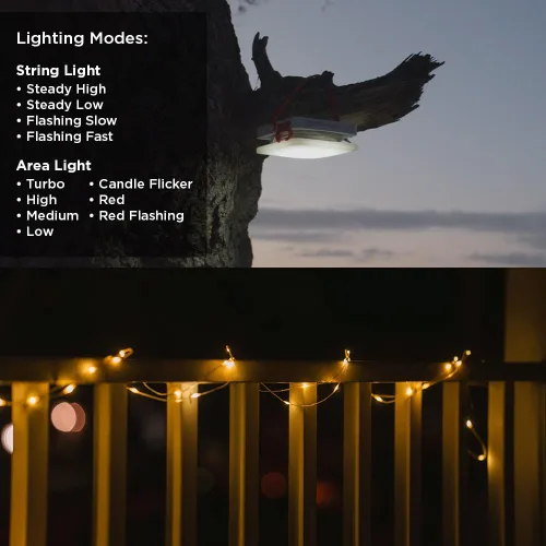Vista 6 de LuminAID Cadena de luces solares con cargador de teléfono, luces recargables para tienda de campaña para campamento, cadena de luces de 32 pies