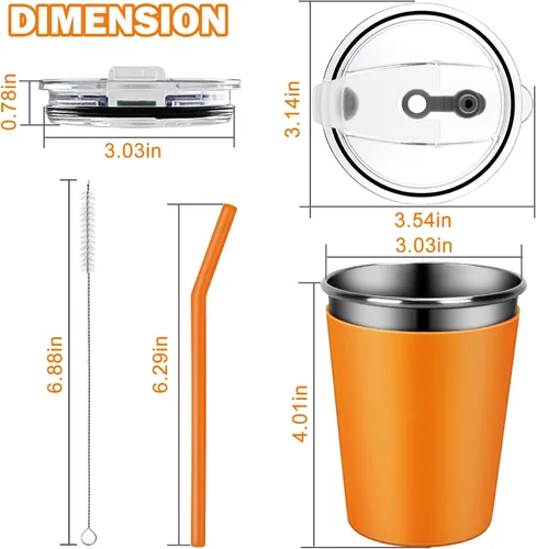 Vista 2 de Tazas para niños con tapas y pajitas, 5 paquetes mejorados de 350 ml de acero inoxidable irrompibles con funda colorida, tazas a prueba de derrames