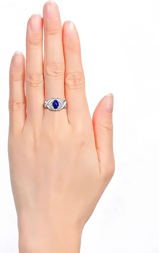 Vista 2 de Rylos Anillo de plata de ley XOXO de Hugs & Kisses para mujer, 0.27 x 0.197 pulgadas, piedras preciosas y diamantes, joyería de piedra natal