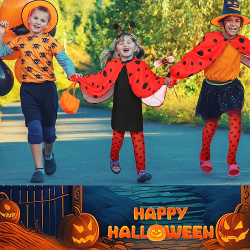 Vista 7 de Disfraz de mariquita de Halloween para niños pequeños con alas, disfraz de chinche para niños y niñas, juguete de Navidad para fiesta de simulación