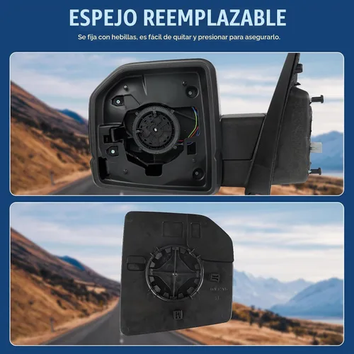 Vista 6 de Ensamble de espejo lateral del conductor Dexepe Compatible con Ford F-150 2015-2020 Espejo retrovisor con vidrio ajustable eléctricamente, espejo