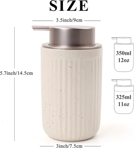 Vista 3 de BosilunLife Dispensador de Jabón de Manos de Espuma - Dispensador de Jabón de Espuma de Cerámica para Baño de 12 oz Dispensador de Jabón Líquido