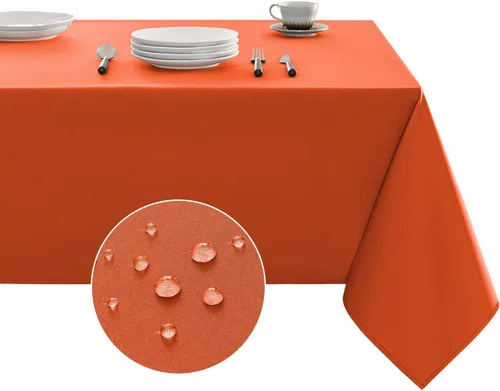 Vista 7 de Veblandy Mantel rectangular impermeable, a prueba de derrames y sin arrugas, de tela lavable, para decoración de mesa de cocina y comedor, funda