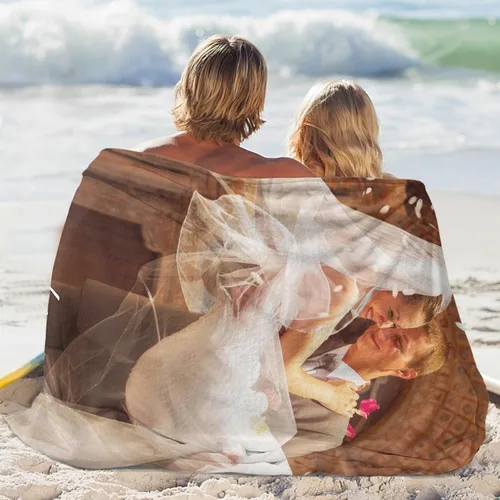 Vista 5 de Manta de fotos personalizada para bodas, parejas, fotos para familiares, amigos, regalos personalizados de Navidad y cumpleaños, fabricada